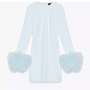 Zara Light Blue Dress with Tulle Cuffs